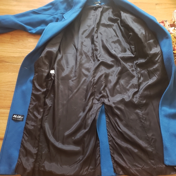 Micki! Vintage USA sz 10 blue Double-Breasted long womens wool coat - Picture 12 of 16